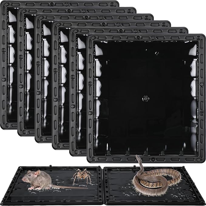 Qualirey 6 Pcs Jumbo Rat Mouse Glue Traps 10 x 10.8 Peanut Taste Pheromone Mouse Traps Large Glue Mouse Traps Snake Mouse Sticky Trap for House Warehouse Indoor Outdoor Child &amp Pet Friendly