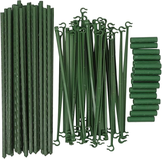 3 Sets Tomato Plant Trellis Climbing Stand with 27 Rods and 18 Connectors Vegetable Trellis for Garden and Indoor Plant Support Vine Shaping Rack for Patio and Yard Gardening