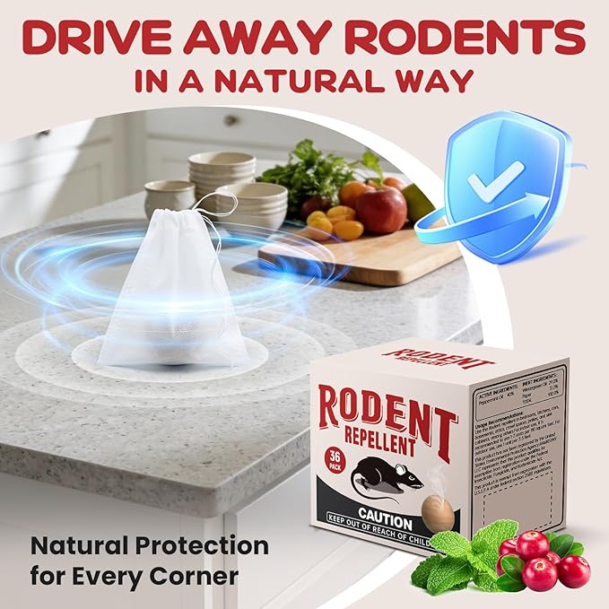 Rodent Repellent 34 Balls Mouse Repellent Indoor for House Car &amp Garage – Safe &amp Natural Peppermint Oil Moth Balls for Rodents Rat &amp Mice Repellent for Home Office &amp Outdoors