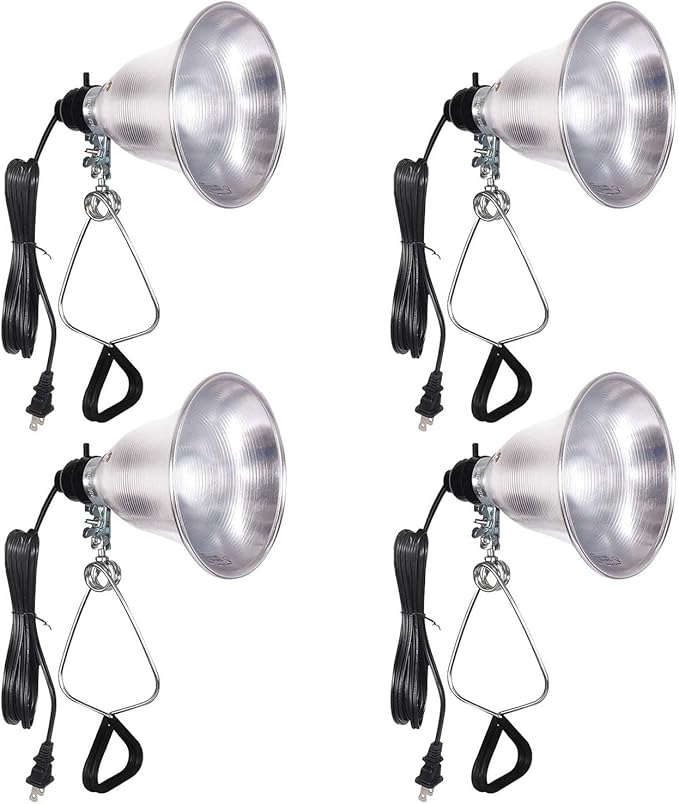 Simple Deluxe E26 Clamp Light Socket with 5.5 Inch Aluminum Reflector Suit for Max 60 Watt Lamp (No Bulb Included) with 18/2-Gauge 6 Feet Cord 4 Pack