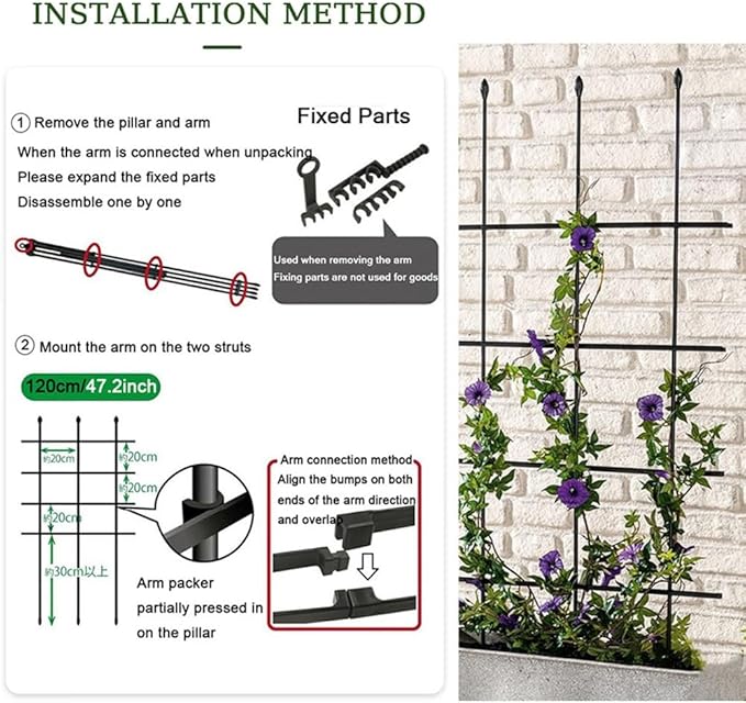 2 Pack Garden Trellis 2 in 1 Plant Cages &amp Supports for Vines Crop Plant Trellis for Climbing Plants Indoor Outdoor Flower Vegetable Vines