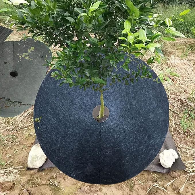 Weed Mat Covering Ring 12pcs Non-Woven Fabric Tree Protection for Vegetable Garden Control Anti Grass Cloth (Size : 42cm)