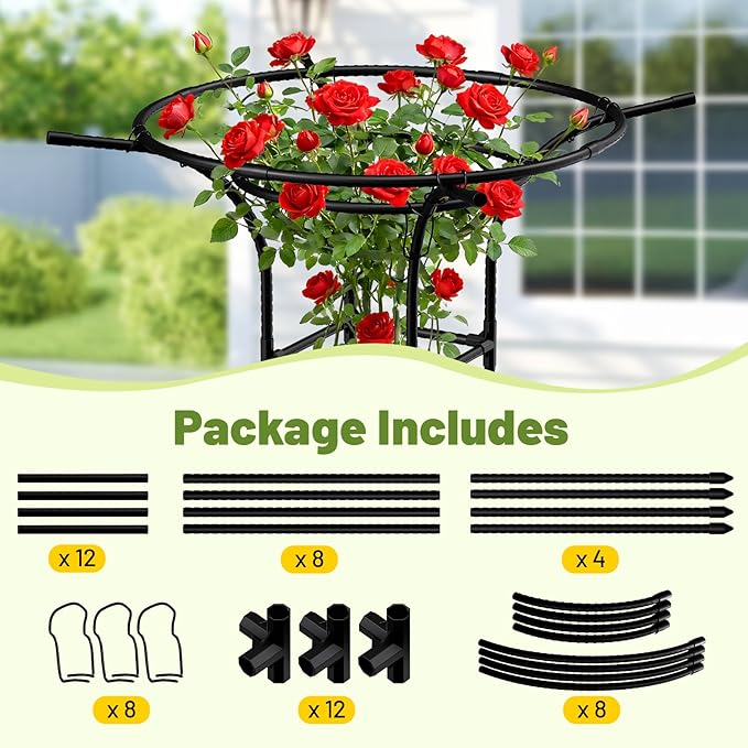 Garden Trellis for Climbing Plants Outdoor 65 Inch Mushroom Top Trellis for Climbing Plants Plant Trellis Support for Potted Plants Climbing Vine Rose Clematis Vegetable Trellis 1 Pack (1)