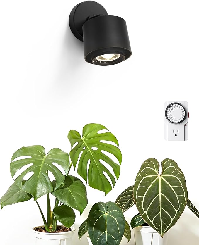 Barrina TR40a Track Grow Lights for Indoor Plants 15°-60° Adjustable Beam Angle 40W 4000K Full Spectrum LED Plant Light High PPFD Spotlight Grow Lamps with Timer for House Plants 1-Pack Black