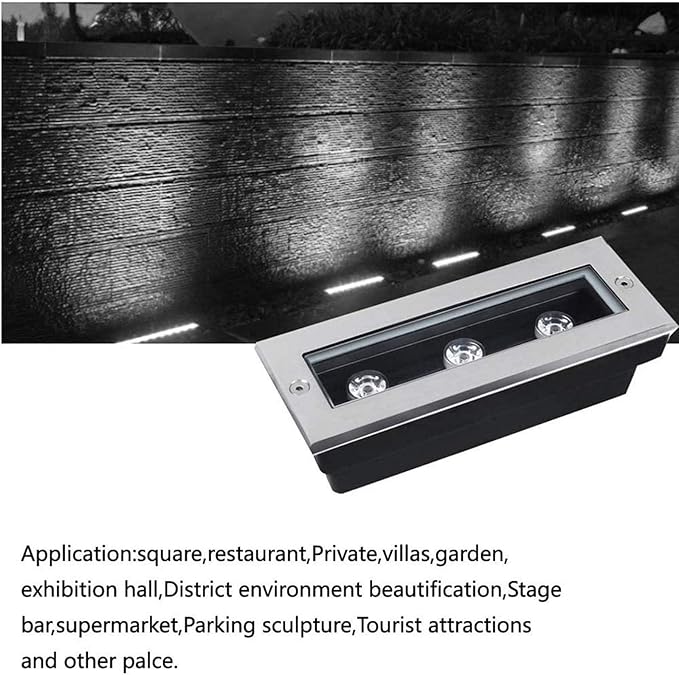 4PCS Outdoor Recessed Spotlight 85-265V Landscape Lights IP67 Waterproof Underground Light LED Rectangle Outdoor Garden Stainless Steel Spotlight Walkover Led Lights Floor Lamp (White Light 3W)