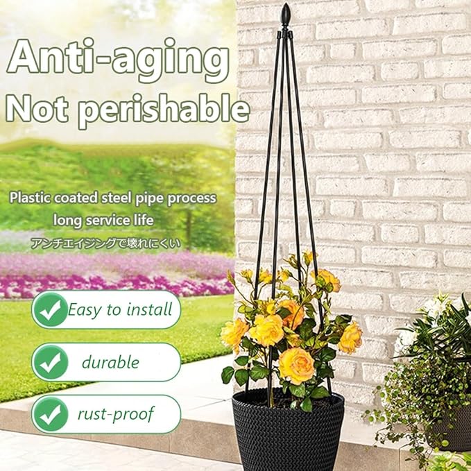 1 PC Garden Trellis Garden Obelisk Trellis for Climbing Plants Rustproof Teepee Plant Support Cage for Indoor and Outdoor Climbing Plants(3.9FT)(Size:A-120cm/47.2in)