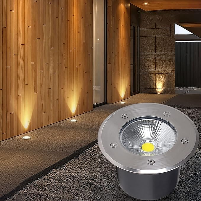 Recessed LED Underground Light Low Voltage Landscape Lights Round Buried Lamp IP65 Waterproof Embedded Spotlight for Driveway Pathway Outdoor Step Lighting