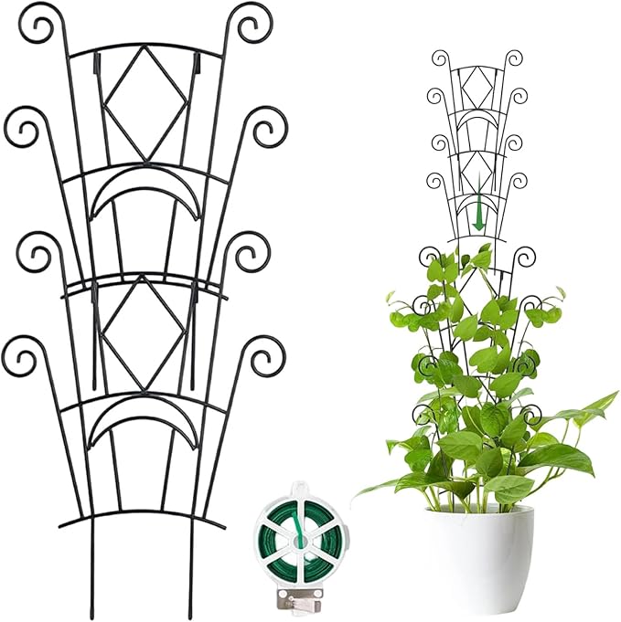 Garden Trellis - Metal Climbing Plants Garden Support | Pothos Stakes - for Indoor Outdoor Balcony Vines Pothos Monstera Ivy Clematis