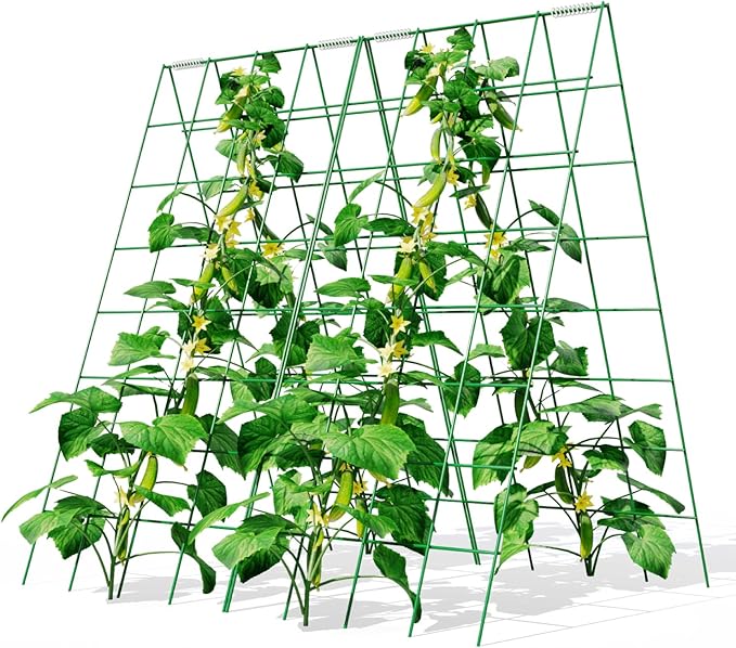 Cucumber Trellis Garden Trellis for Vegetables34 W X 48 A-Frame Garden Trellis for Climbing Plant OutdoorsMetal Raised Garden Bed with Trellis Plant Support Clips for Vegetable Flower