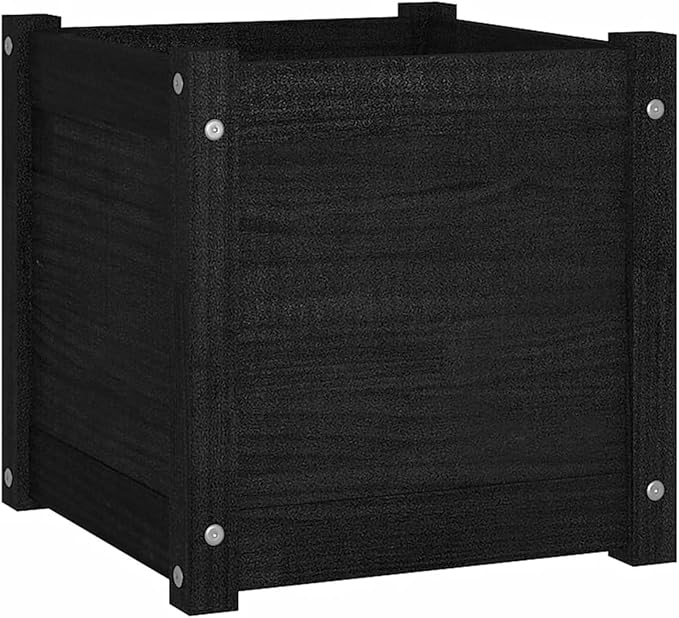 Raised Bed Wood Raised Beds for Garden Wooden Raised Bed Planter Raised Bed Wood Black Herb Bed Wood Flower Box Flower Box Flower Pot Garden Planter 40 x 40 x 40 cm Pack of 2