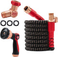 Pocket Hose 50 FT Copper Head Expandable Garden Hose with Pocket Pivot No Tangles AS SEEN ON TV 360° Swivel Tri-Tex Tubing Force Field Jacket Lead-Free No-Kink Anti-Burst w/APT