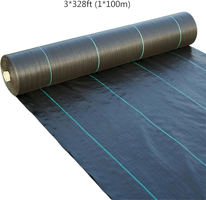 Weed Control Membrane High Density Weed Barrier Fabric Breathable Underlay Weed Control Garden Weed Matting for Patios Gravel Flower Beds Pond(1 * 100m)