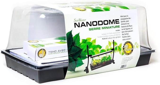 SunBlaster SL1600207 T5HO Mini Greenhouse Kit with Light Stand &amp Double-Thick Tray for Flowers Herbs and Veggie Seed Starting or Plant Propagation