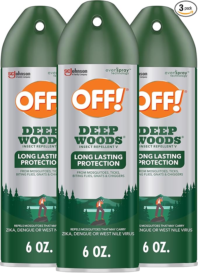 OFF! Deep Woods Insect Repellent Spray with 25 Percent DEET Provides up to 8 Hours of Mosquito Protection 6 Ounce (Pack of 3)
