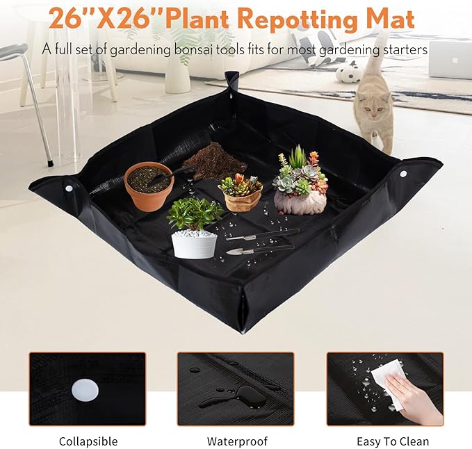 Bonsai Tools Kit 20 Pcs Garden Tools Set for Starters Gardening Gifts for Women Men Includes Bonsai Wire Kit Plant Mat Pruning Shears Bonsai Scissors Succulent Tools in Leather Storage Bag