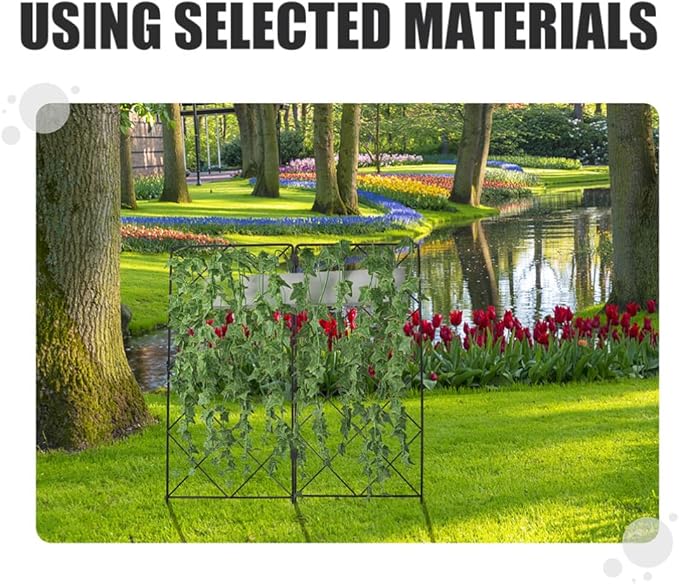 Generic 2Pcs Garden Trellis for Climbing Plant Rustproof Metal Potted Plant Climbing Support Garden Supply for Outdoor Flowers Vegetable Fruits Vines 53.50X40.50X0.30CM Black H6L216Q4457LKF7I