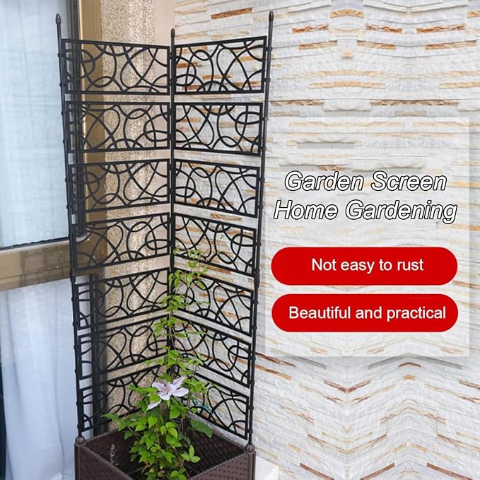 Sturdy Metal Frame Garden Fence Foldable Potted Plant Climbing Trellis Garden Trellis For Outdoor Indoor Decoration Climbing Plants Tomato Rose ( Color : Black  Size : 81x180cm/31.9x70.9in )