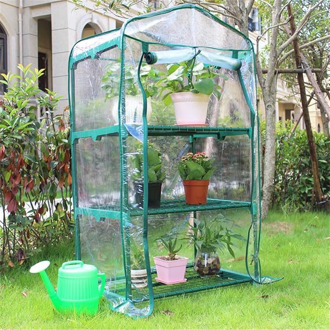 belupai 5 Tier Mini Greenhouse Cover Replacement 73 x 27 x 19 in Clear Plant Gardening Greenhouse Cover with Roll Up Zippers Outdoor Portable Transparent Hot House Cover for Gardening Plants Flowers