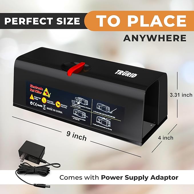 Mouse Traps and Rat Trap Indoor for Home - Powerful Electric Rodent Killer Humane and Reusable Anti-Escape Design Instantly Kills Rats Mice Chipmunks and Squirrels