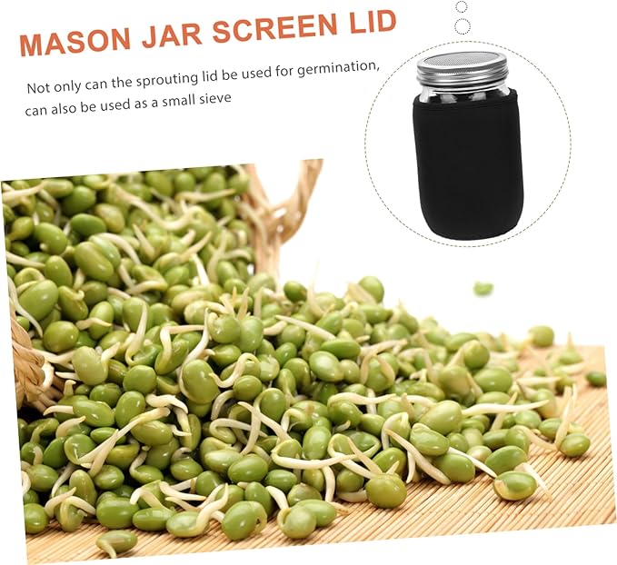 1set Sprouting Kit Blackout Sleeves Indoor Sprouting Jar Screen Lids for Broccoli Mung Bean Growth Complete Set Jars and Tray