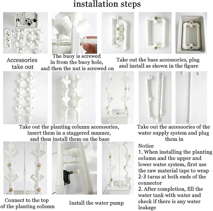 Indoor Hydroponic Growing System Freestanding Planting Tower SetPlant Vertical Hydroponics Hydroponic Planter for Herb VegetableB
