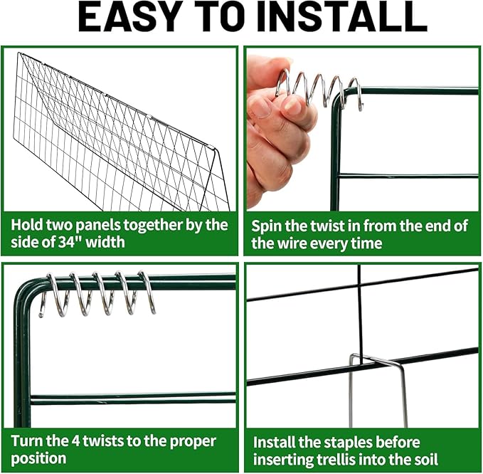 48 H x 34 L Cucumber Trellis for Garden A Frame Garden Trellis for Climbing Plants Outdoor for Raised Bed(2 Packs)