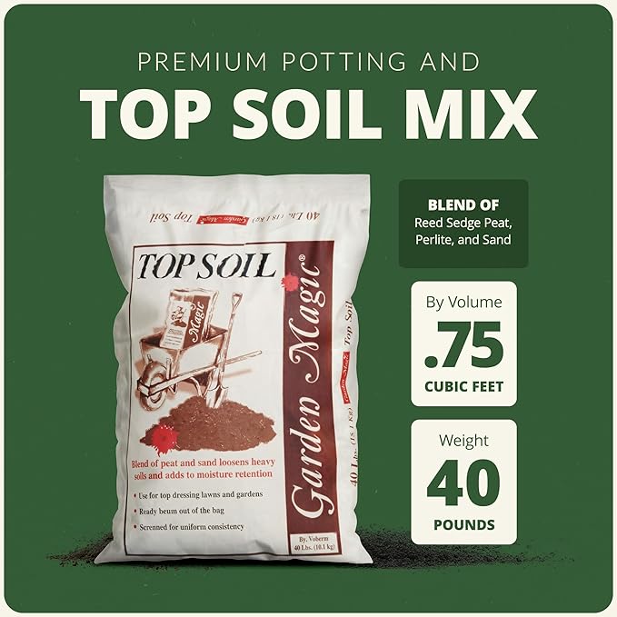 Michigan Peat 10 Pack Garden Magic Indoor and Outdoor Organic Planting Potting Topsoil Mix Blend with Moisture Retention 40-Pound Bag