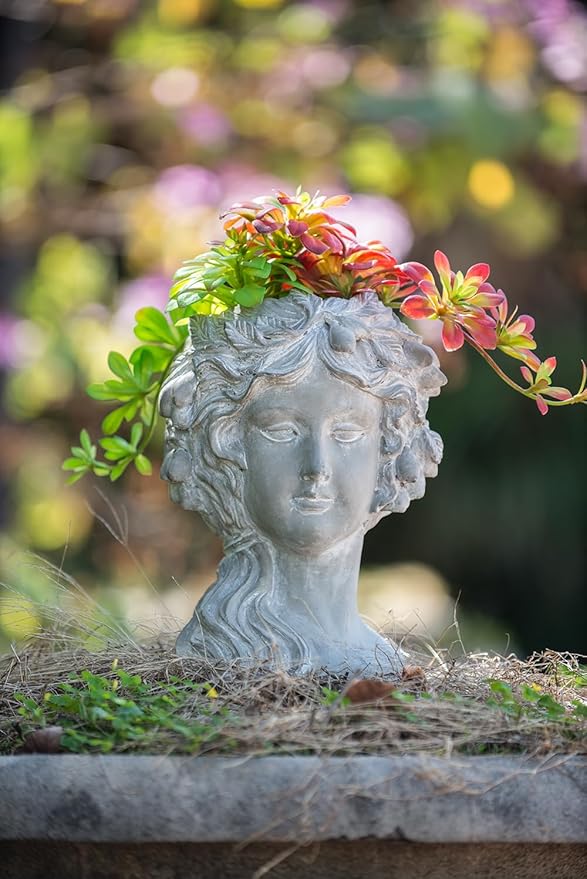 Cement Bust Wall Planter Indoor Outdoor Home GDecor 8 x 9 x 11.5