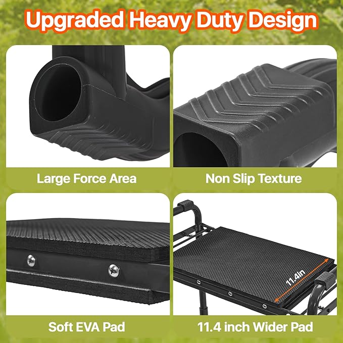 Garden Kneeler and Seat Heavy Duty Wider and Thicker Kneeling Pad for Foldable Gardening Stool with 2 Tool Pouches Gardening Gifts Tools for Women Mom Men Seniors