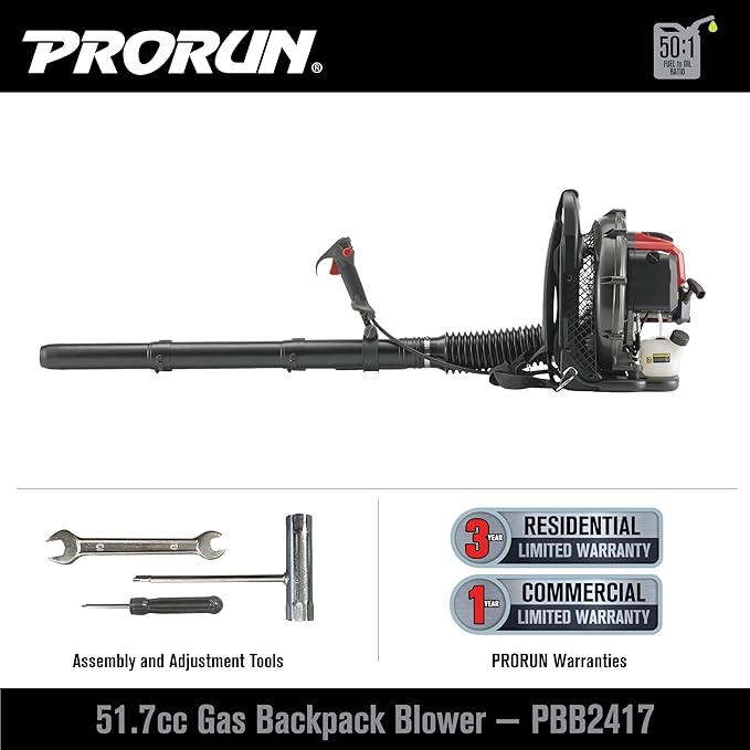 PRORUN 51.7cc 570 CFM 2-Cycle Backpack Blower Model# PBB2417