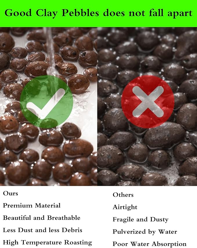 Voulosimi Clay Pebbles Hydroponic Rocks Organic Ceramsite Grow Media for HorticulturalOrchidsDrainage (18LB)