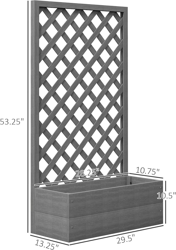 40x40x12 inch Modern Wooden Raised Garden Bed with Built-in Trellis for Climbing Vines and Fruits Gray Color Durable Design Contemporary Appeal