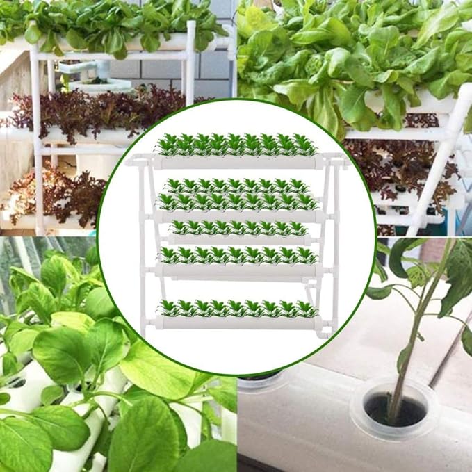 4 Layers 72 Plant Sites Hydroponic Site Grow Kitt 8 Pipes Hydroponic Growing System Water Culture Garden Plant System for Leafy Vegetables