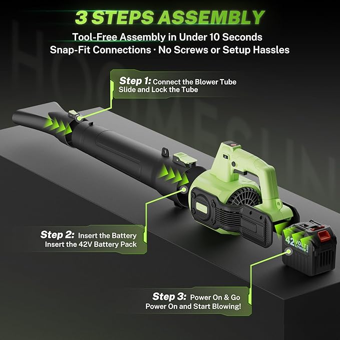 Cordless Leaf Blower 710CFM &amp 200MPH 6-Speed Turbo Blower with 42V 6.0Ah Battery – Lightweight Electric Blower for Yard Lawn Dust &amp Snow Cleaning