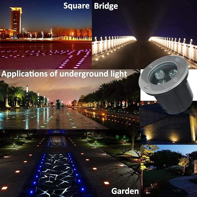 3W RGB LED Underground Light - IP65 Waterproof Recessed Spotlight for Garden Pathway Aluminum Tempered Glass (Green &amp Red 12V)