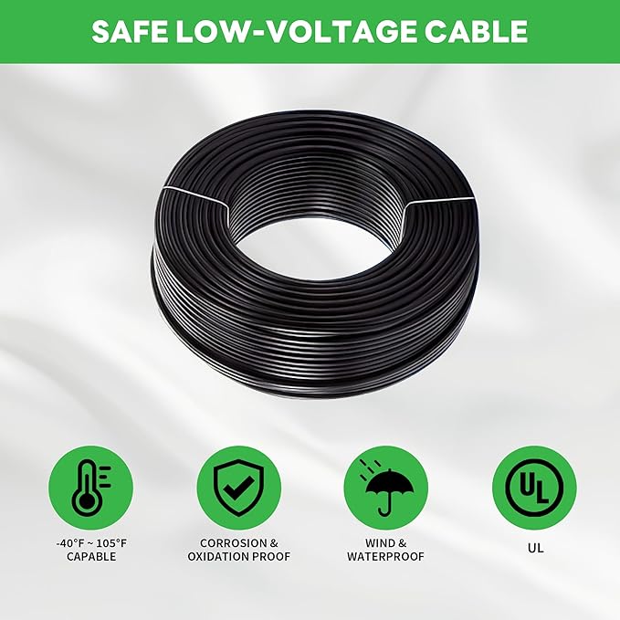 Low Voltage Landscape Spotlights Kit 4 Pack Black Outdoor12V LED Lights and 100W Transformer and 100FT Cable and 20 Wire Connectors Waterproof Aluminum Uplighting for Tree House Garden