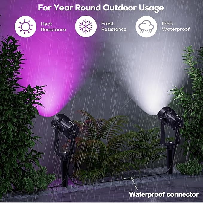 SUNTHIN Outdoor Landscape Lighting with Remote RGBW Color Changing Spot Uplights 8 Pack (4 Pack*2)