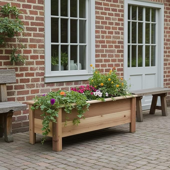 Cedar Raised Garden Bed Planter Box with Legs – Heavy Duty Outdoor Wooden Planter for Vegetables &amp Flowers No Bending Elevated Design Custom Size Handmade in USA (18in x 15.5in x 16in)