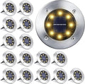 Solar Ground Lights Outdoor In-ground Pathway Light 8/16 PCS LED Solar Disk LampWaterproof Garden Landscape Lighting for LawnYardDeckPatioWalkway(Warm Light16PCS)