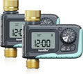 RAINPOINT Sprinkler Timer with Brass Inlet &amp Outlet Programmable Hose Timer for Garden Soaker Hose with Rain Delay/Manual Watering System Digital Drip Irrigation for Yard Lawn(2PCS)