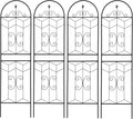 Garden Trellis Farmhouse Rustic Iron Arch Frame for Climbing Plants Heavy Duty Outdoor Metal Trellis for Garden Patio Yard Outdoor Wedding Decorations (Black A Pack of 4)