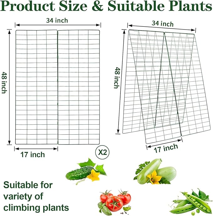 48 H x 34 L Cucumber Trellis for Garden A Frame Garden Trellis for Climbing Plants Outdoor for Raised Bed(1 Packs)