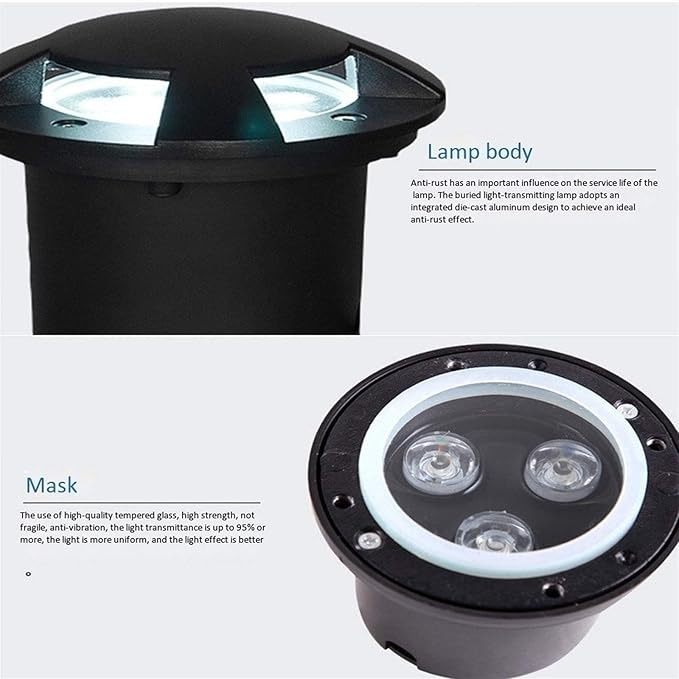 Ground LED Landscape Lights - 85-265V Outdoor Recessed Spotlight IP65 Waterproof No Glare Side Emitting Lights 15W/9W (Blue)