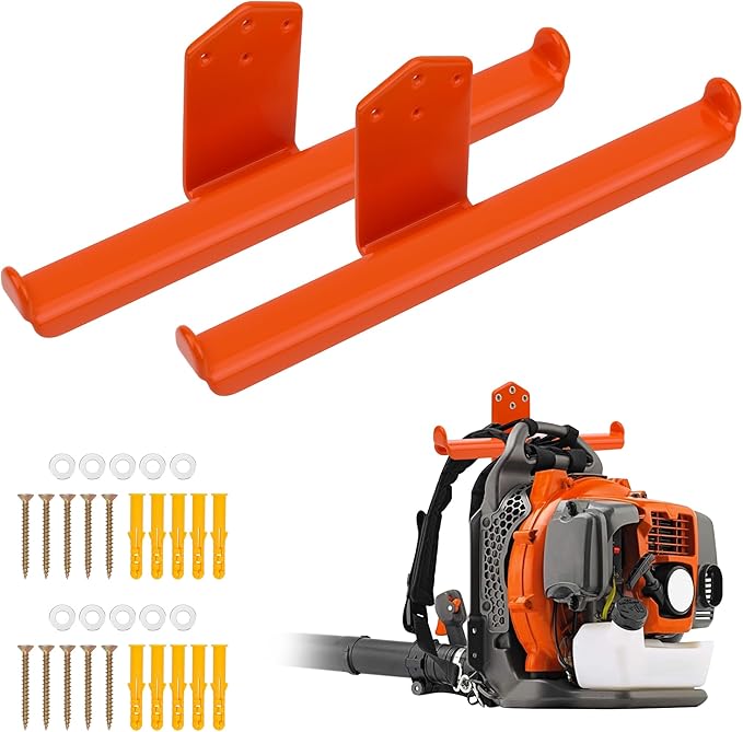 2 Pack Backpack Leaf Blower Wall Mount Backpack Sprayer Hanger Heary Duty Rubber Coating Chainsaw Rack Garage Organization Storage Accessories