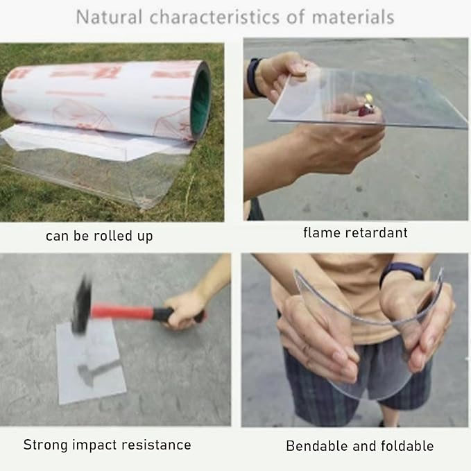 Polycarbonate Roofing Sheets 2x23ft Clear Acrylic Panels for Greenhouse UV Protection Outdoor Awning Rainproof Roof Cladding Easy to Cut Glass Replacement