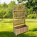 Garden Raised Bed Natural Bamboo 27.6x11.8x53.1 inch Outdoor Planter with Trellis for Climbing Plants Patio Deck Balcony