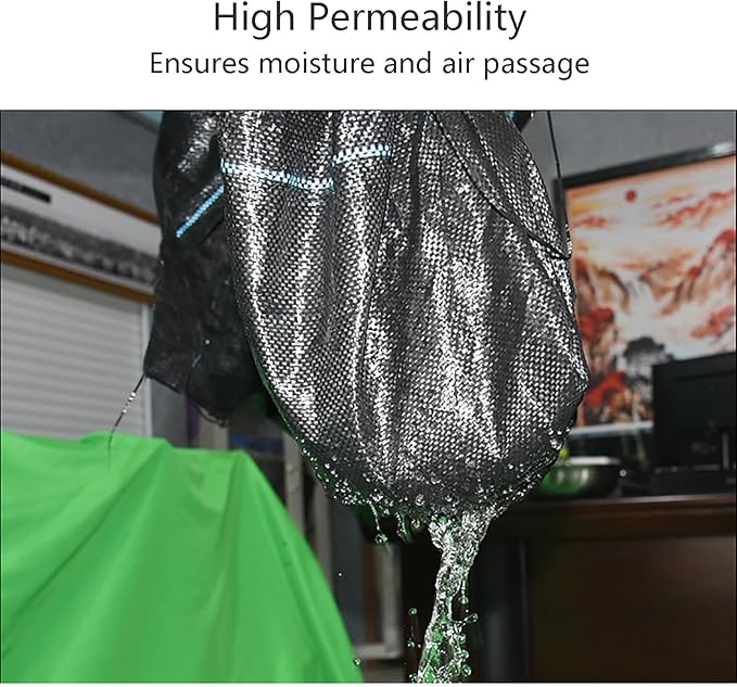 Weed Control Membrane Resistant Weed Barrier Fabric Great Permeability Porous Weed Membrane Black Woven Roll Easy to Cut for Artificial Grass Patios Paths Flower Beds(1.2 * 200m)