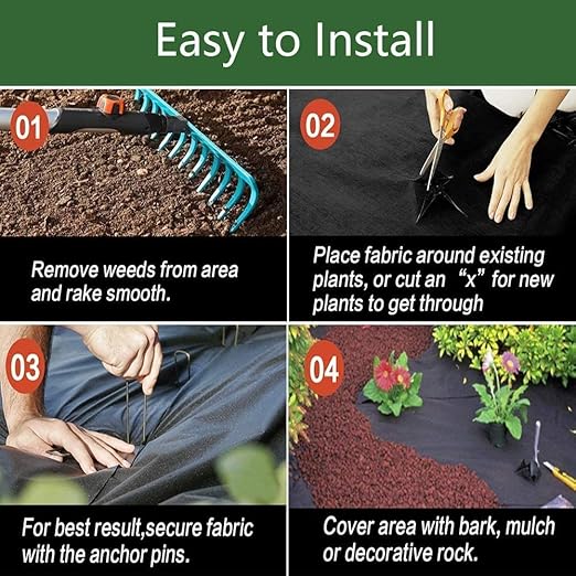 Premium Heavy Duty Weed Barrier Fabric - 0.4m/0.6m/1m/1.2m/1.5m Wide Ground Cloth - Nonwoven Black Weed Membrane(0.4mx200m)