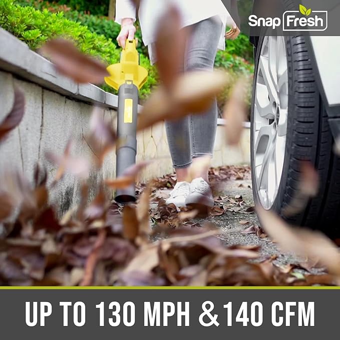 SnapFresh Cordless Leaf Blower with Battery &amp Charger 20V Electric Leaf Blower for Lawn Care Battery Powered Leaf Blowers Lightweight for Patio/Yard/Garden Blowing