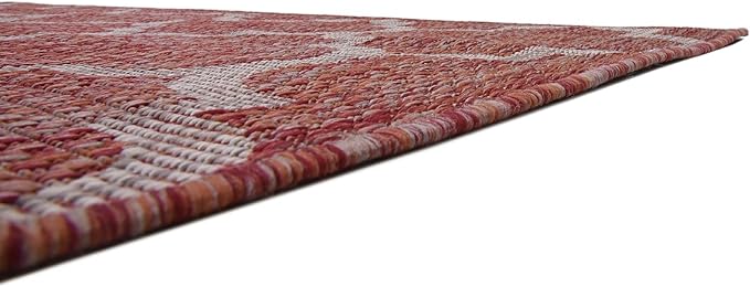 Unique Loom Outdoor Trellis Collection Area Rug (6' 1 x 9' Rectangle Rust Red/ Ivory)